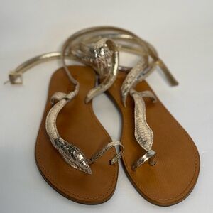Gold Schutz ankle strap sandals
